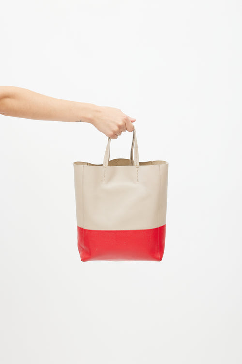 Celine 2015 Beige & Red Cabas Crossbody Bag