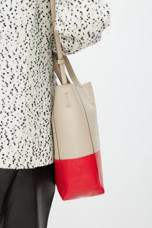 Celine 2015 Beige & Red Cabas Crossbody Bag