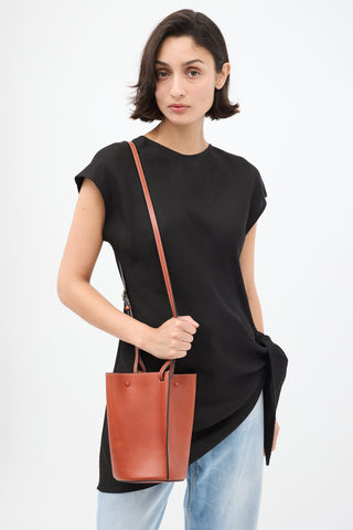 Celine 2015 Brown Leather Pinched Brick Crossbody Bag