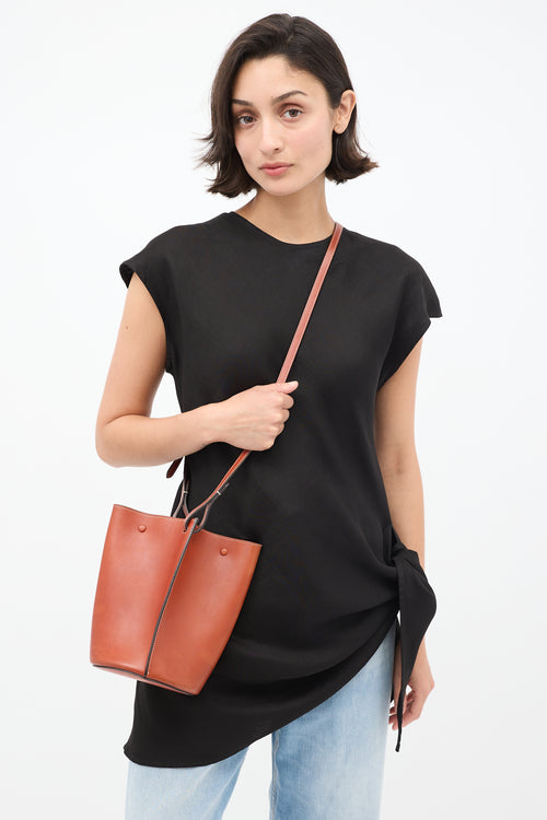 Celine 2015 Brown Leather Pinched Brick Crossbody Bag