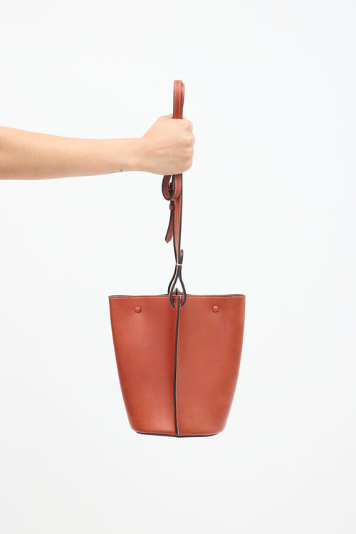 Celine 2015 Brown Leather Pinched Brick Crossbody Bag