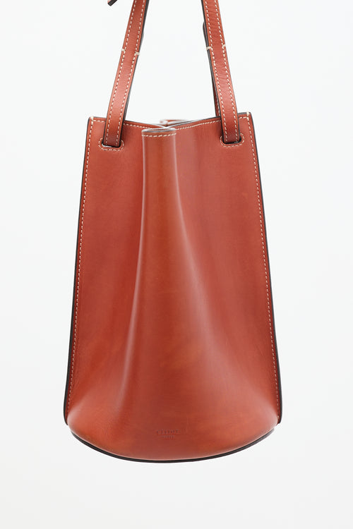 Celine 2015 Brown Leather Pinched Brick Crossbody Bag