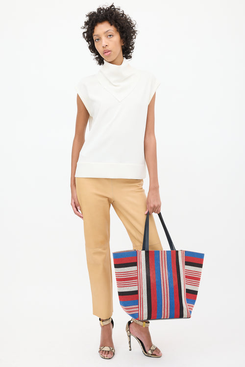 Celine 2015 Multicolour Striped Canvas Phantom Cabas Tote