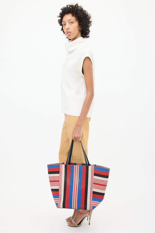 Celine 2015 Multicolour Striped Canvas Phantom Cabas Tote