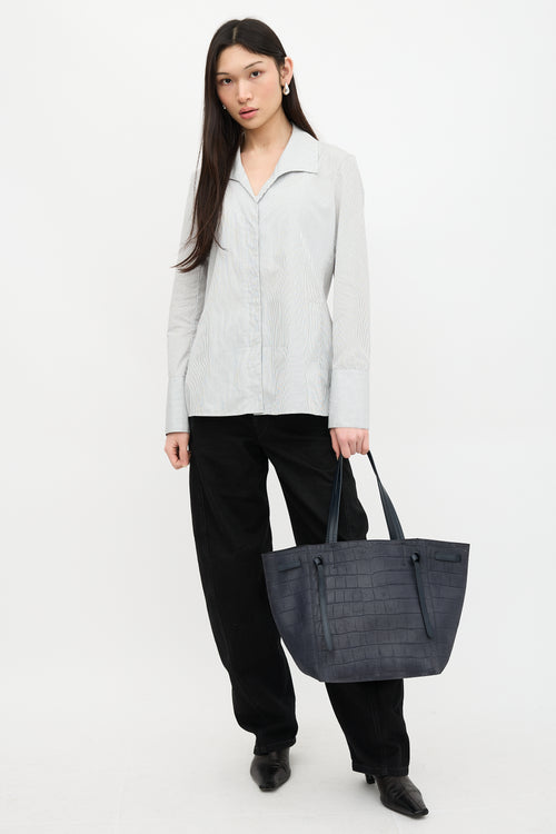 Celine 2015 Embossed Suede Cabas Phantom Bag