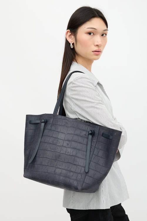 Celine 2015 Embossed Suede Cabas Phantom Bag