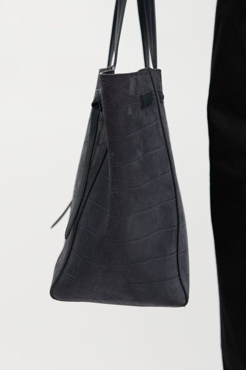 Celine 2015 Embossed Suede Cabas Phantom Bag