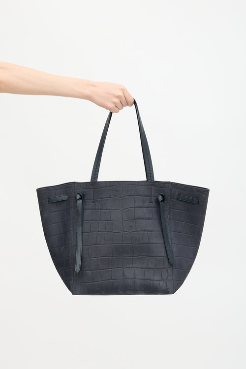 Celine 2015 Embossed Suede Cabas Phantom Bag