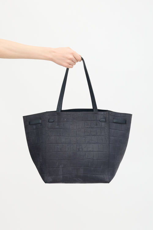 Celine 2015 Embossed Suede Cabas Phantom Bag