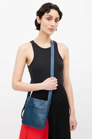 Celine 2016 Blue Leather Small Crossbody Bag