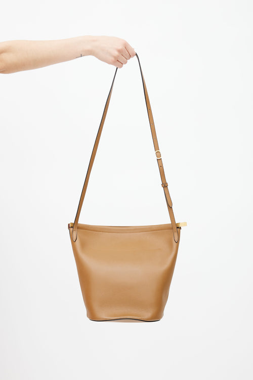 Celine 2018 Brown Leather Clasp Bucket Bag