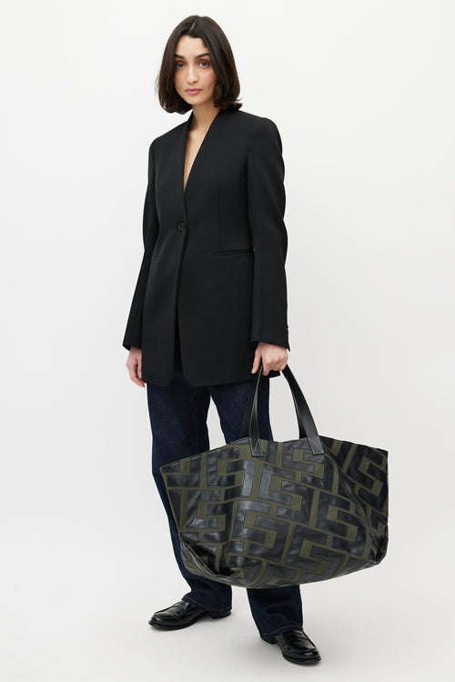 Celine 2020 Green & Black Logo Patchwork Medium Tote Bag