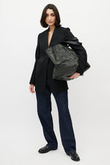 Celine 2022 Green & Black Logo Patchwork Medium Tote Bag