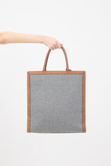 Celine 2019 Wool & Leather Large Vertical Cabas Tote Bag