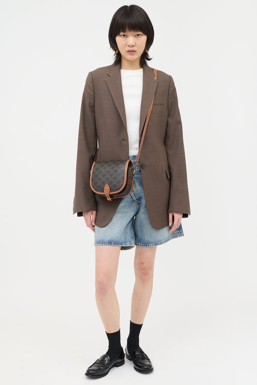 Celine 2023 Triomphe Canvas & Leather Medium Folco Bag