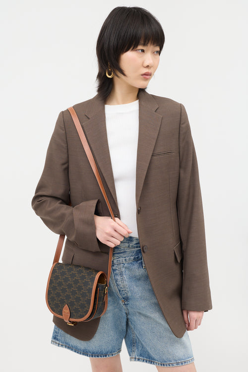 Celine 2023 Triomphe Canvas & Leather Medium Folco Bag