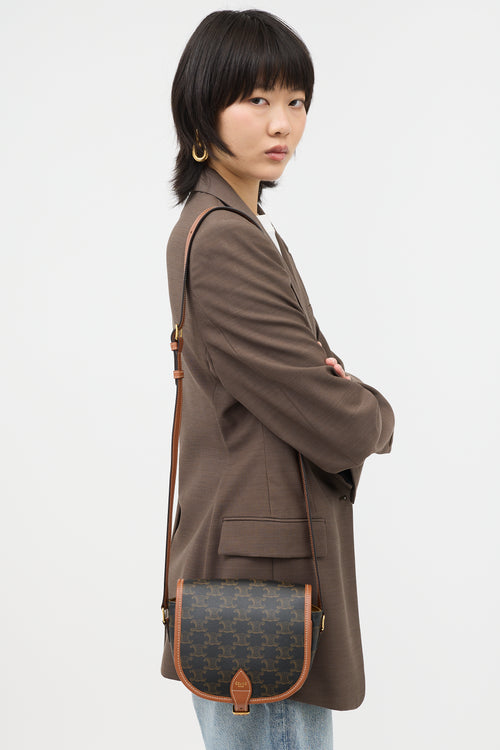 Celine 2023 Triomphe Canvas & Leather Medium Folco Bag