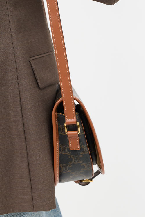 Celine 2023 Triomphe Canvas & Leather Medium Folco Bag