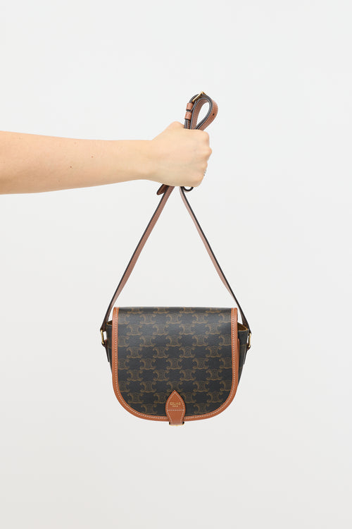 Celine 2023 Triomphe Canvas & Leather Medium Folco Bag