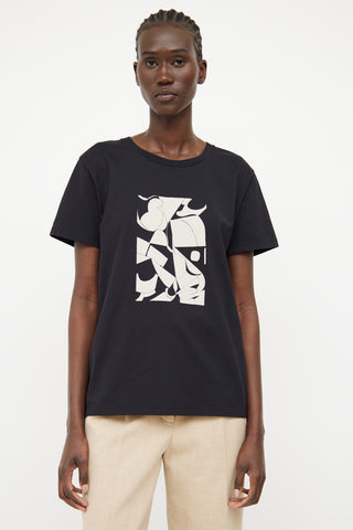 Celine Black Chest Graphic T-shirt