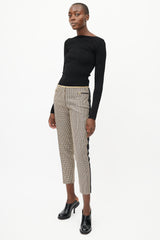 Celine Beige & Black Houndstooth Stripe Trouser