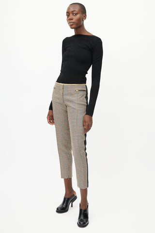 Celine Beige & Black Houndstooth Stripe Trouser