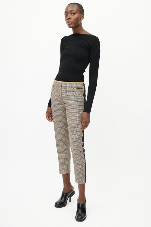 Celine Beige & Black Houndstooth Stripe Trouser