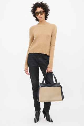 Celine Beige & Black Leather Edge Bag