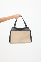 Celine Beige & Black Leather Edge Bag