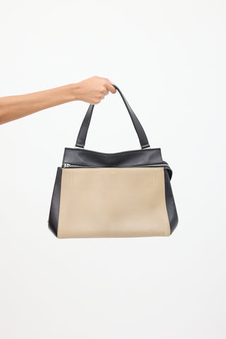 Celine Beige & Black Leather Edge Bag