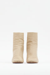 Celine Beige & Burgundy Leather Heeled Boot
