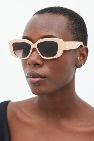 Celine Beige CL401216U Triomphe Rectangular Sunglasses