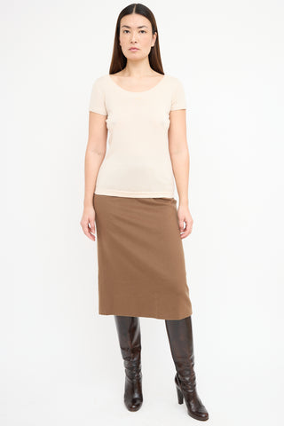 Celine Beige Cashmere & Silk Knit Top