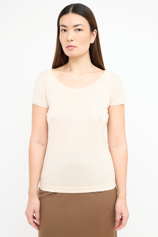 Celine Beige Cashmere & Silk Knit Top