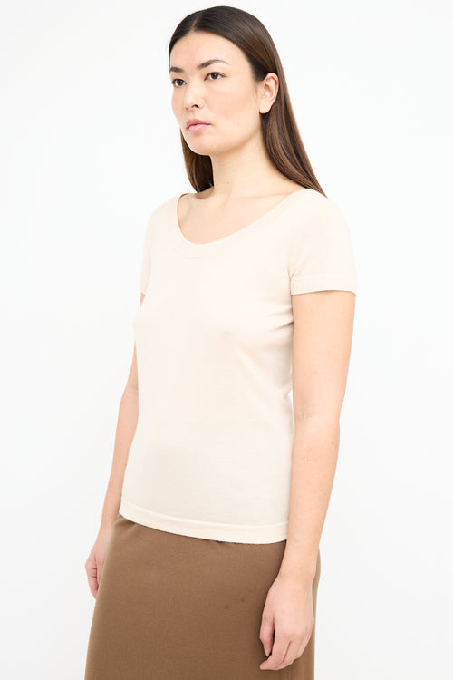 Celine Beige Cashmere & Silk Knit Top