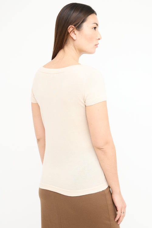 Celine Beige Cashmere & Silk Knit Top