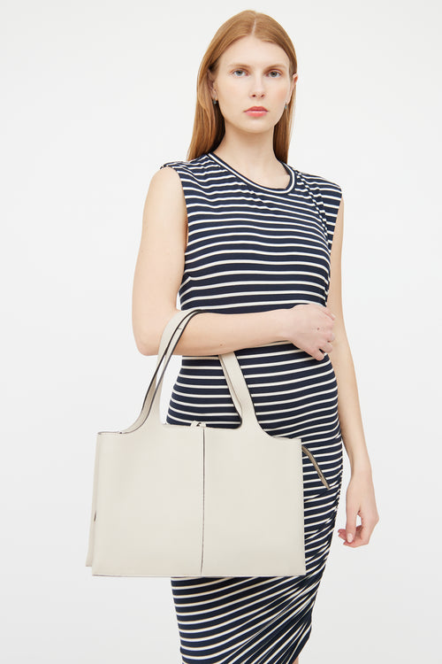 Celine Beige Leather Tri-Fold Shoulder Bag