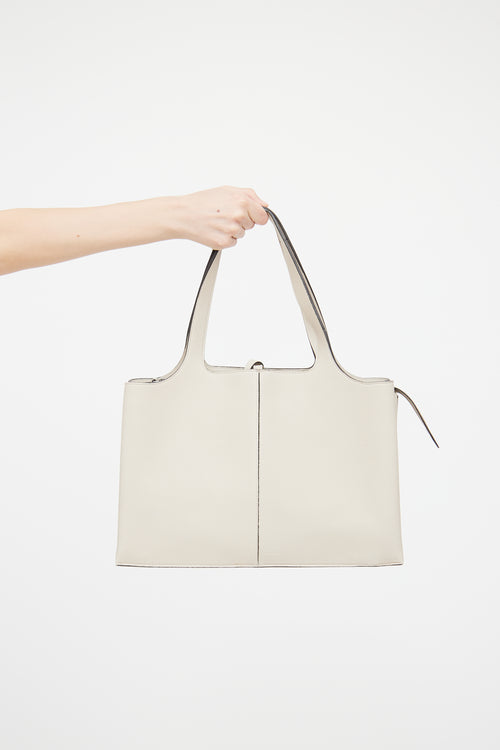 Celine Beige Leather Tri-Fold Shoulder Bag