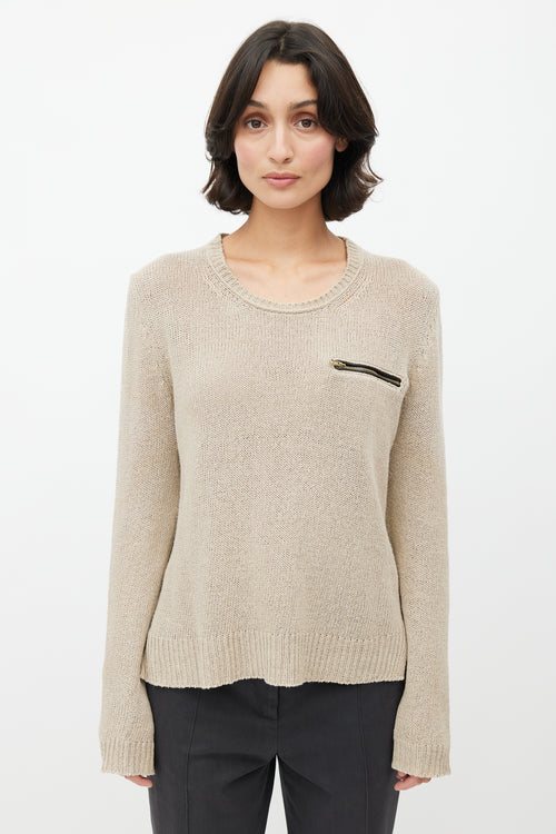 Celine Beige Linen Knit Sweater