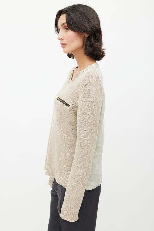 Celine Beige Linen Knit Sweater