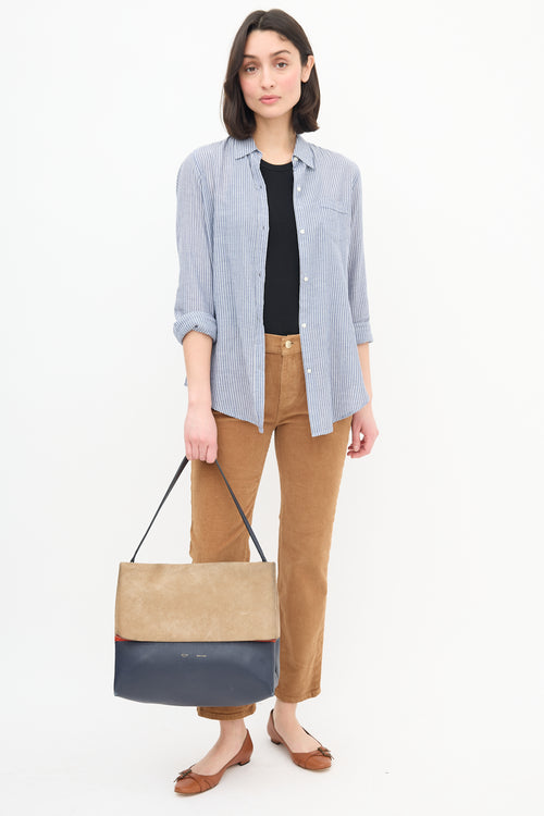 Celine Beige & Multi Suede All Soft Bag