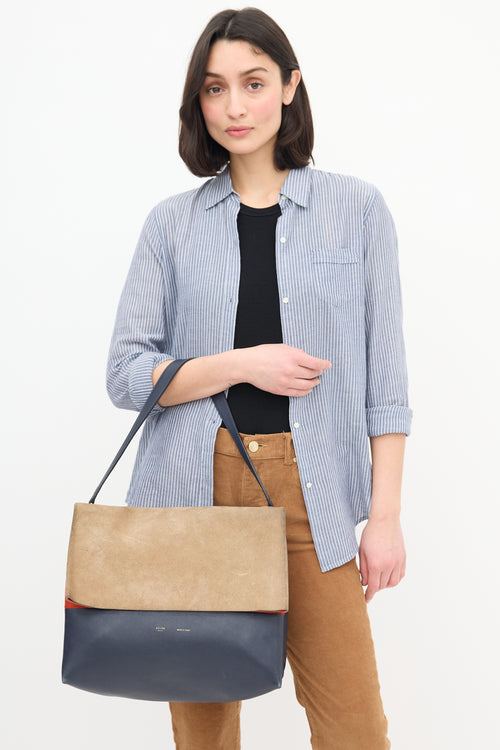 Celine Beige & Multi Suede All Soft Bag