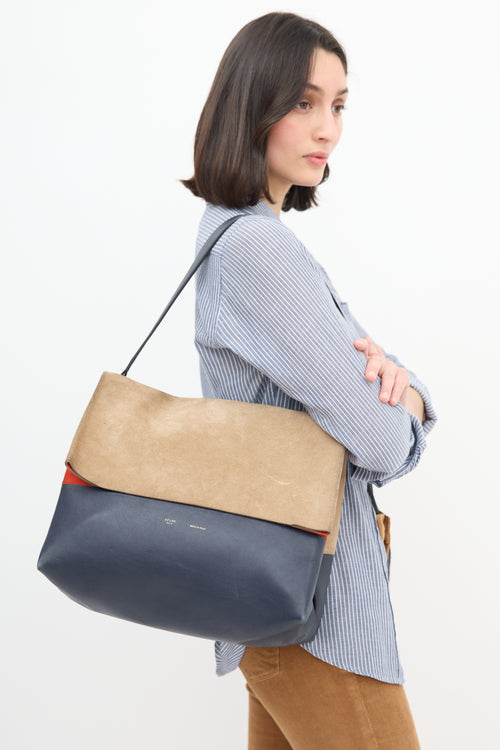Celine Beige & Multi Suede All Soft Bag