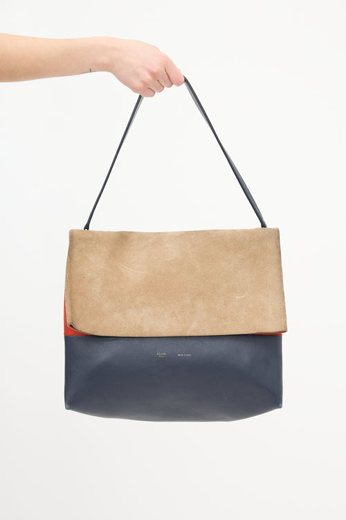 Celine Beige & Multi Suede All Soft Bag