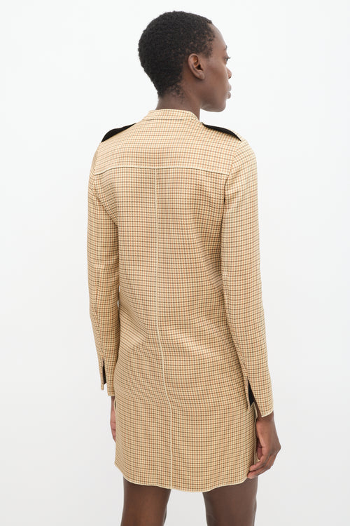 Celine Beige & Multicolour Silk Houndstooth Dress