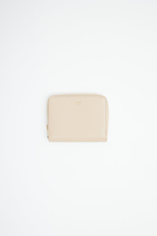 Celine Beige Compact Zip Calfskin Wallet