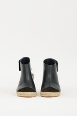 Celine Black & Beige Leather Espadrille Wedge