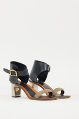 Celine Brown & Black Buckle Heel