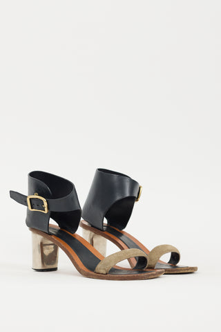 Celine Brown & Black Buckle Heel