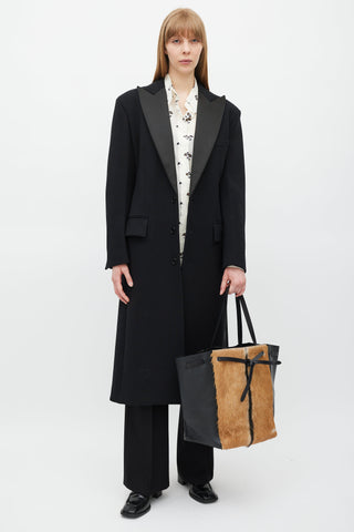 Celine Black & Brown Fur Cabas Tote